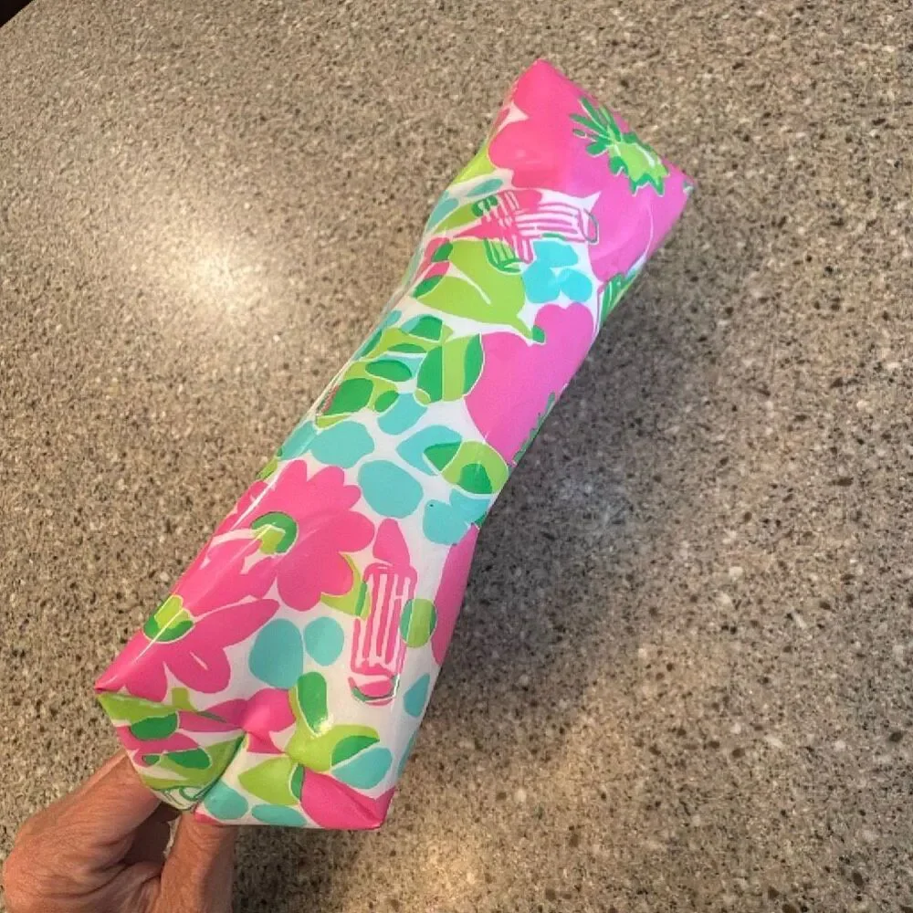 LILLY PULITZER X ESTEE LAUDER Pink Green Floral Lipstick Mascara Print Makeup Zi